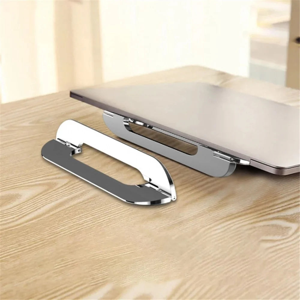 Desktop Zinc Alloy Laptop Holder Lightweight Portable Magnetic Folding Notebook Stand - Silver - 2