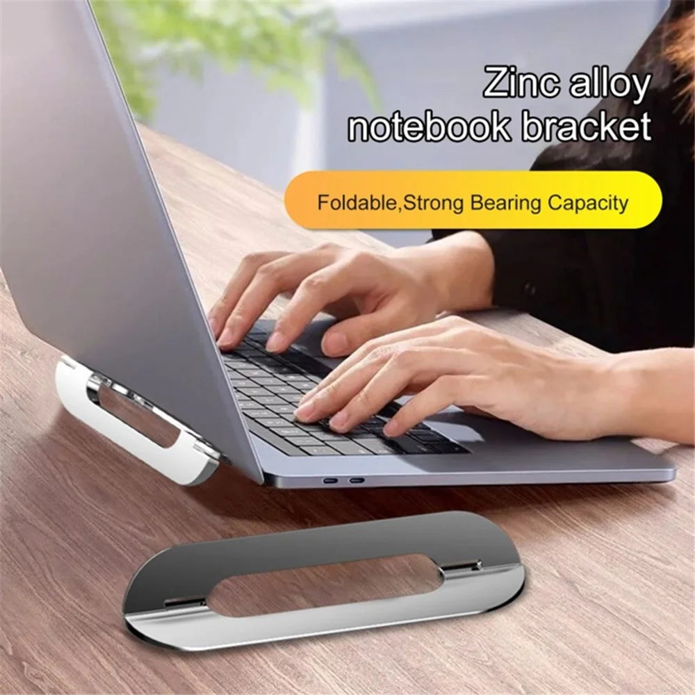 Desktop Zinc Alloy Laptop Holder Lightweight Portable Magnetic Folding Notebook Stand - Silver - 3
