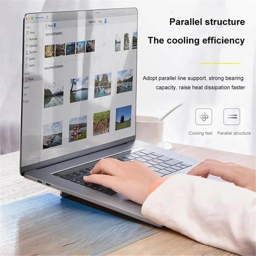 Desktop Zinc Alloy Laptop Holder Lightweight Portable Magnetic Folding Notebook Stand - Silver - 5
