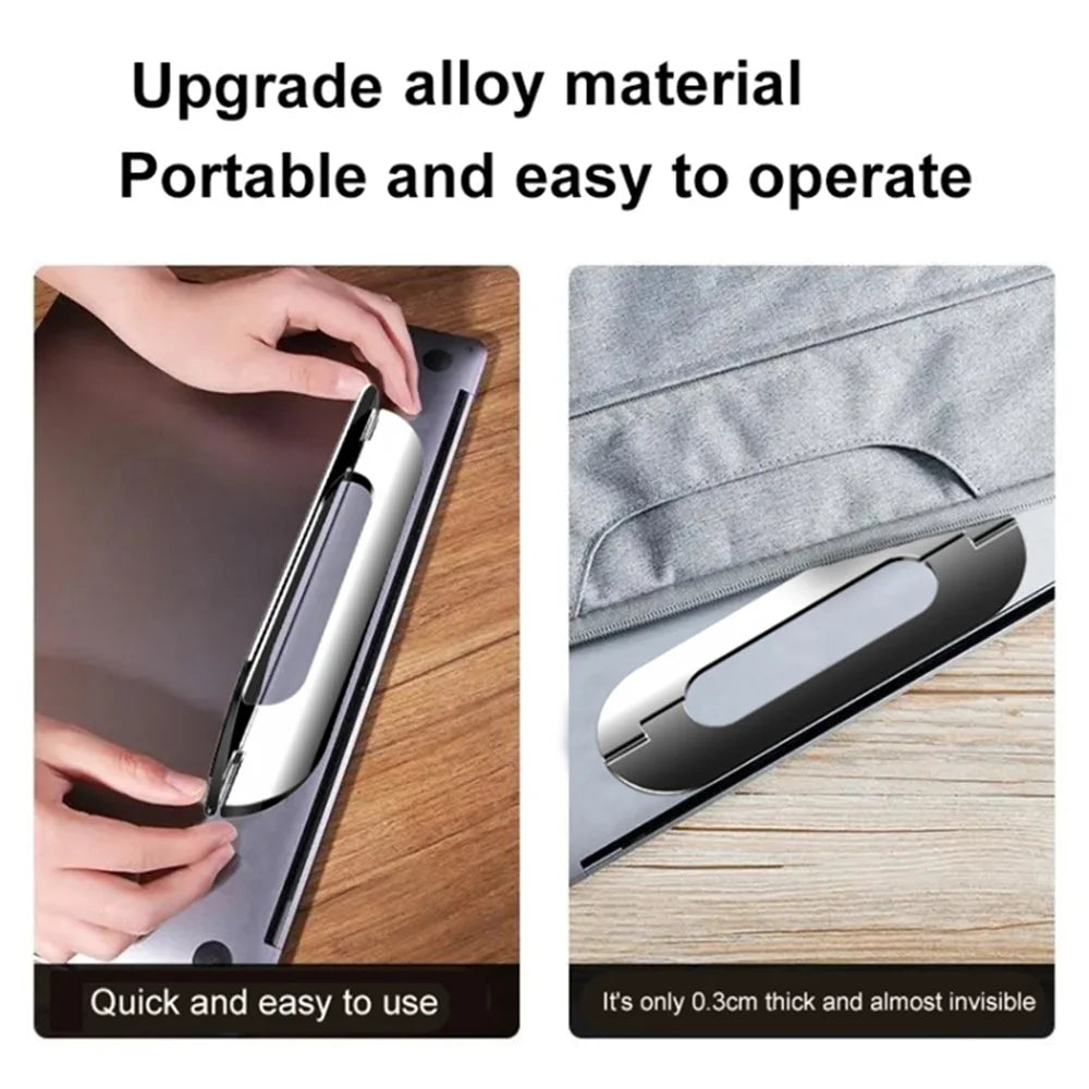 Desktop Zinc Alloy Laptop Holder Lightweight Portable Magnetic Folding Notebook Stand - Silver - 6