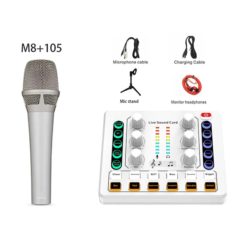 105+M8 BM800 Condenser Microphone Kit Sound Card for Music Recording Karaoke Singing Live Streaming - Black - 6