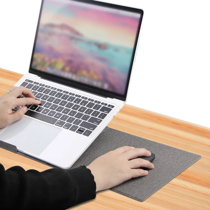 1020 Multifunctional Integrated PU Leather Mouse Pad Laptop Stand Mount Holder Mousepad Desk Mat - Grey - 2