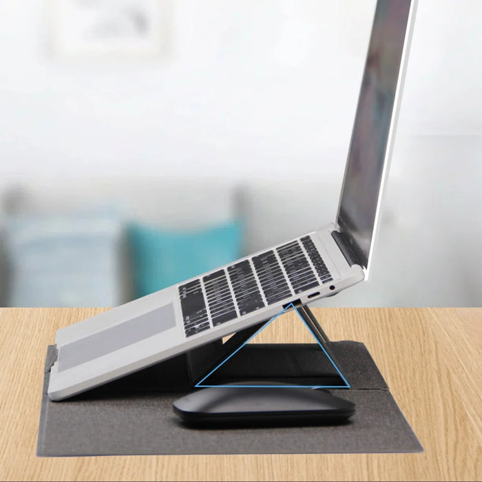 1020 Multifunctional Integrated PU Leather Mouse Pad Laptop Stand Mount Holder Mousepad Desk Mat - Grey - 4