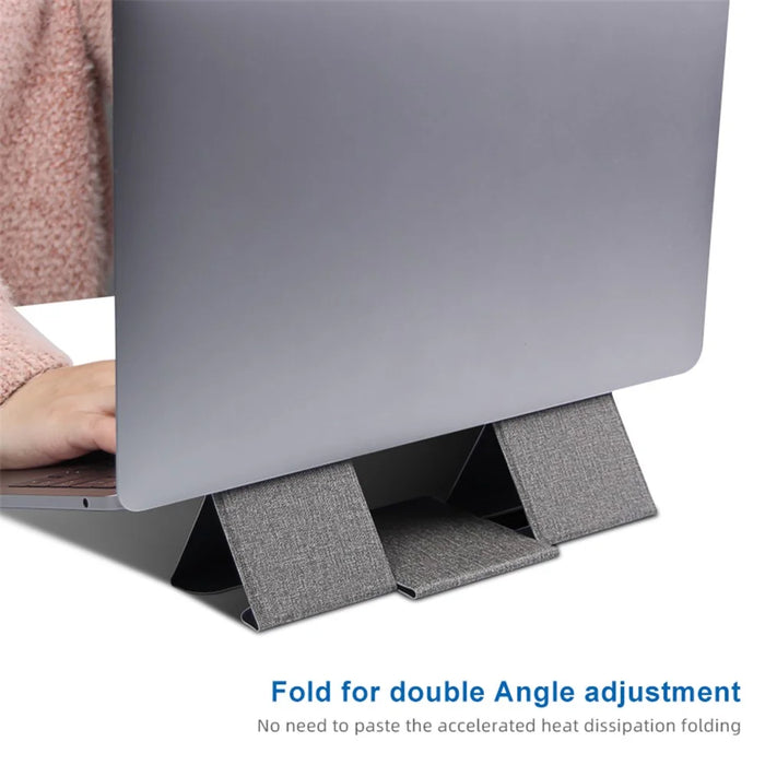 1124 Foldable PU Leather+Magnet Laptop Stand Mount Holder Notebook Computer Riser Bracket - Dark Grey - 2