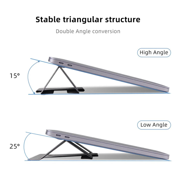 1124 Foldable PU Leather+Magnet Laptop Stand Mount Holder Notebook Computer Riser Bracket - Dark Grey - 5