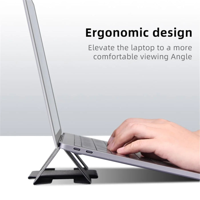 1124 Foldable PU Leather+Magnet Laptop Stand Mount Holder Notebook Computer Riser Bracket - Dark Grey - 6