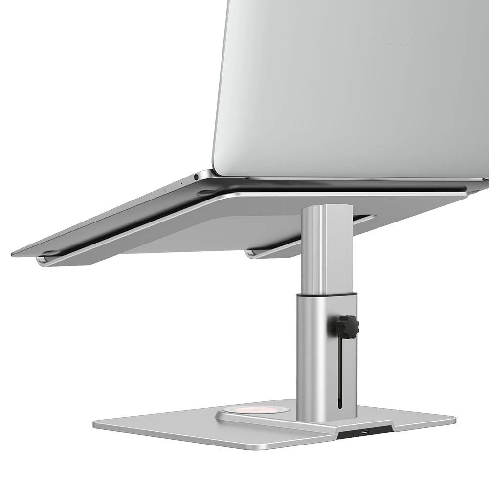 E7BW 15W Wireless Charger Aluminum Alloy Desktop Stand Laptop Riser - Silver - 4