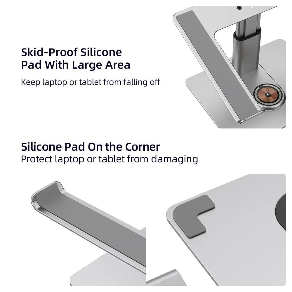 E7BW 15W Wireless Charger Aluminum Alloy Desktop Stand Laptop Riser - Silver - 5