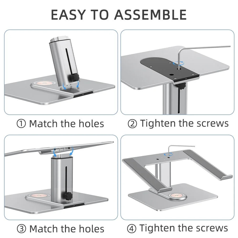 E7BW 15W Wireless Charger Aluminum Alloy Desktop Stand Laptop Riser - Silver - 6