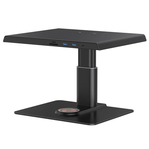 Z10Q Aluminum Alloy Computer Monitor Stand Riser USB Hub Docking Station Wireless Charger - 1