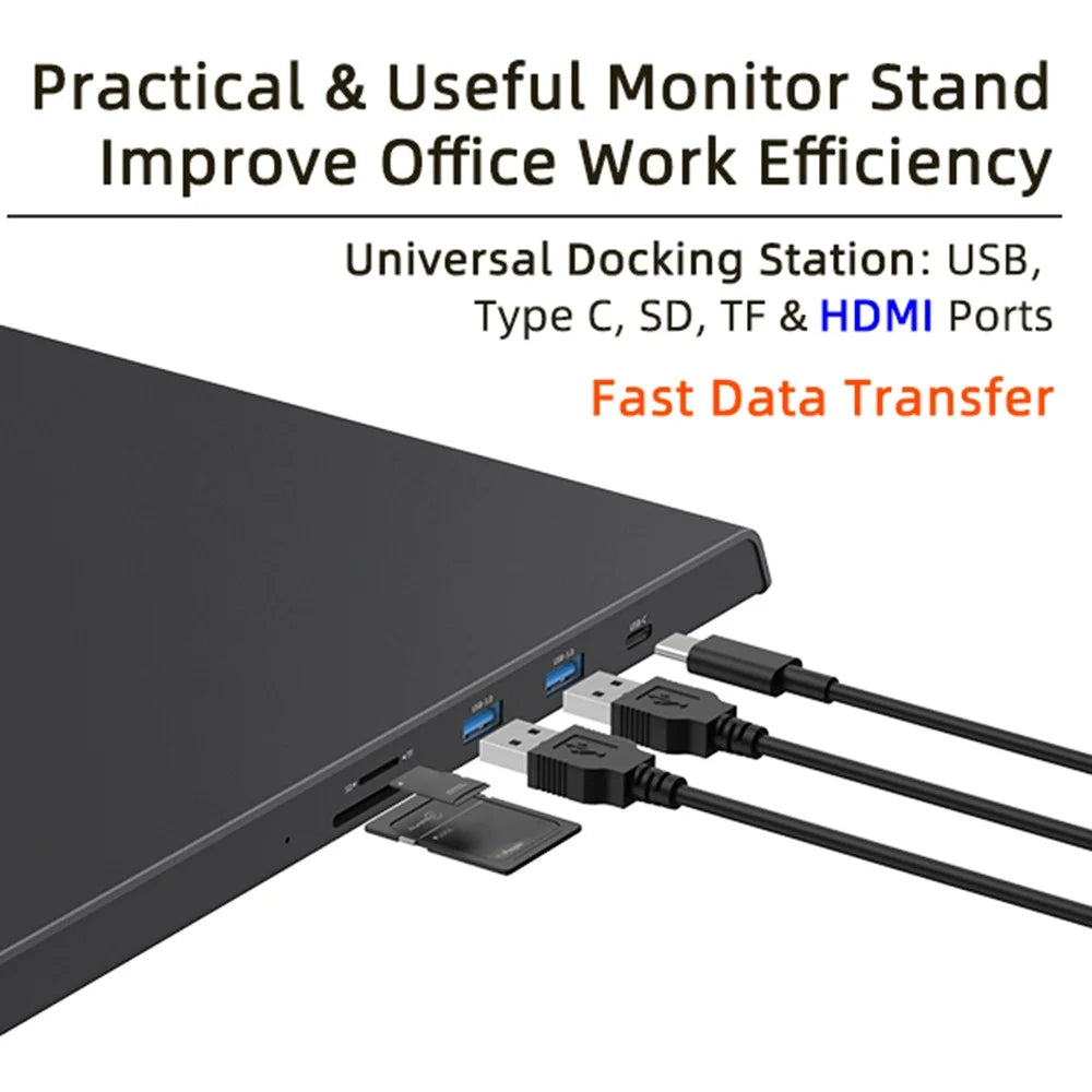 Z10Q Aluminum Alloy Computer Monitor Stand Riser USB Hub Docking Station Wireless Charger - 6