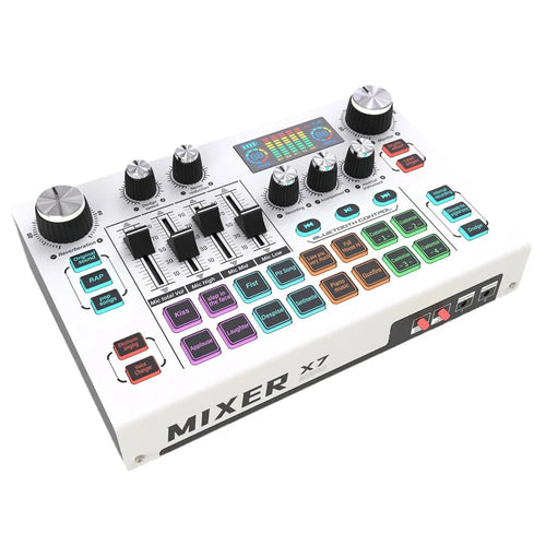 X7 Professional 48V Microphone Live Sound Card Live Broadcast Audio Mixer - 1