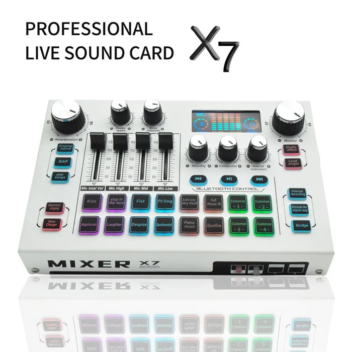 X7 Professional 48V Microphone Live Sound Card Live Broadcast Audio Mixer - 2