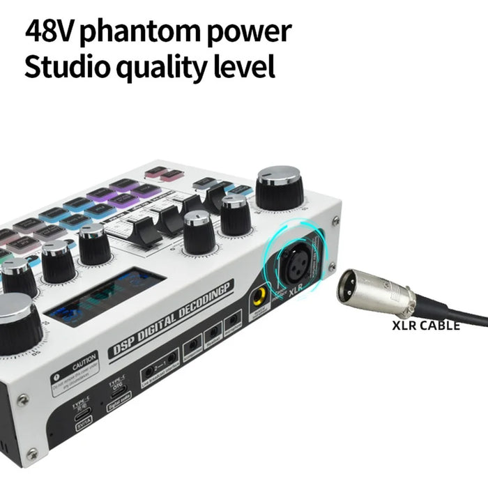 X7 Professional 48V Microphone Live Sound Card Live Broadcast Audio Mixer - 7