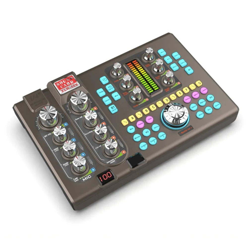K380 48V Sound Card External Audio Mixer Live Broadcast Sound Card Audio Interface - 3