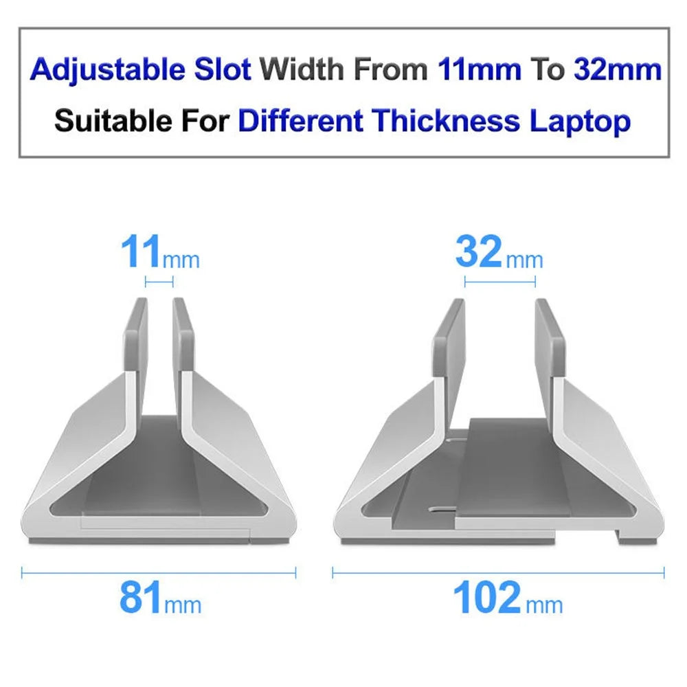 C4 Adjustable Width Single Slot Storage Base for Notebooks and Tablets Aluminum Alloy Desk Stand - Silver - 5