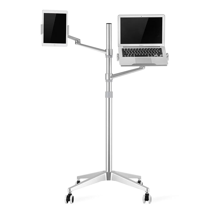 UP-9L Dual Arm Lifting Floor Stand with Wheels for Smartphone / Tablet / Laptop - Silver - 1