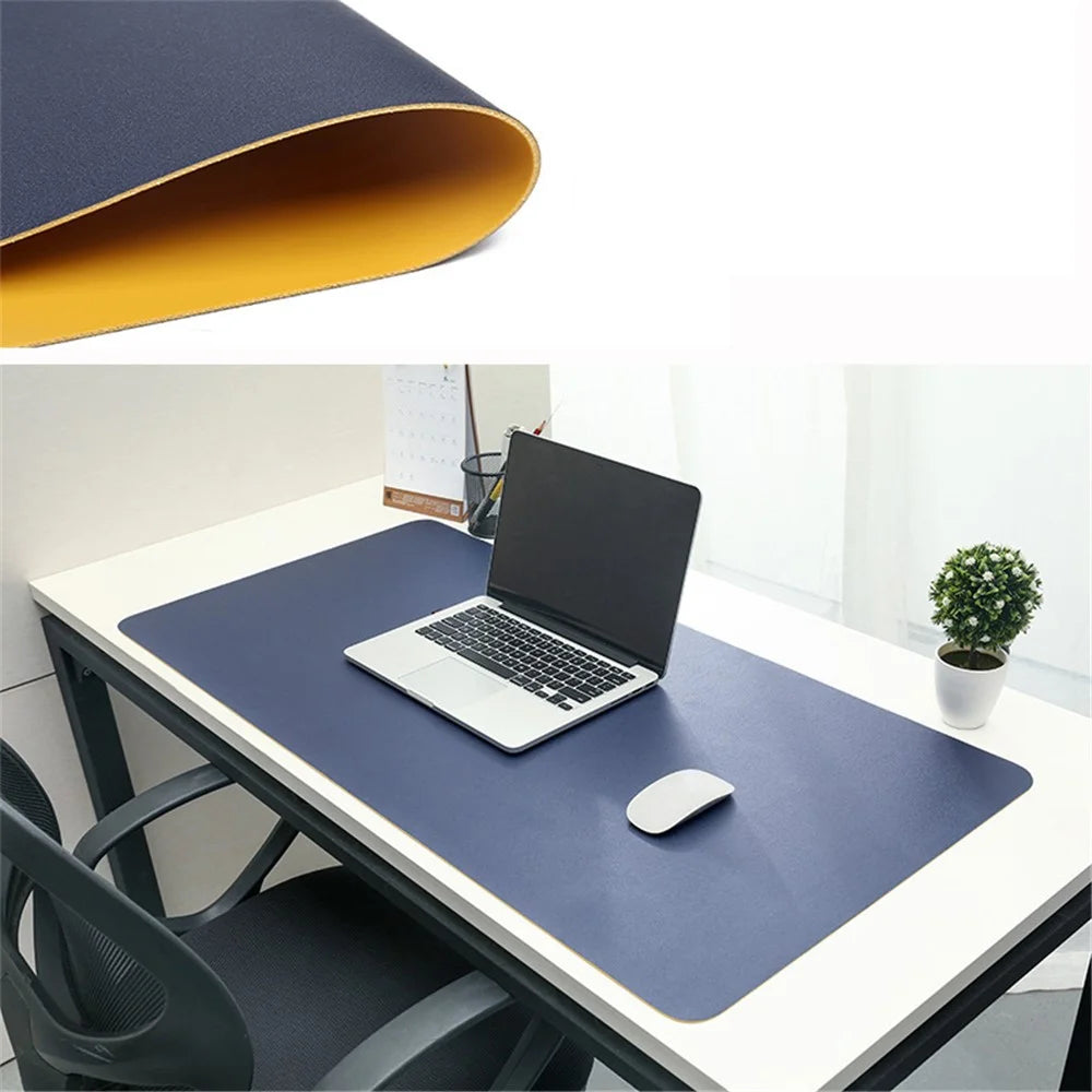 30x60cm Large Size PU Leather Double Sided Mouse Pad Waterproof Non-slip Mouse Mat Office Laptop Desk Mat - Pink/Blue - 2