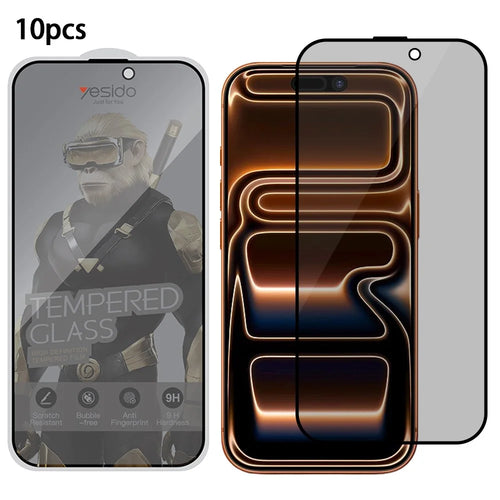 YESIDO TG31 10Pcs / Set For iPhone 17 Pro Max Privacy Screen Protector 9H Hardness Anti Fingerprint Tempered Glass - 1