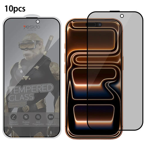 YESIDO TG31 10Pcs / Set For iPhone 17 Pro Max Privacy Screen Protector 9H Hardness Anti Fingerprint Tempered Glass - 1