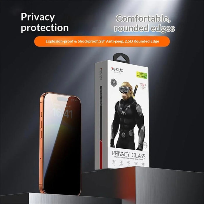 YESIDO TG31 10Pcs / Set For iPhone 17 Pro Max Privacy Screen Protector 9H Hardness Anti Fingerprint Tempered Glass - 3