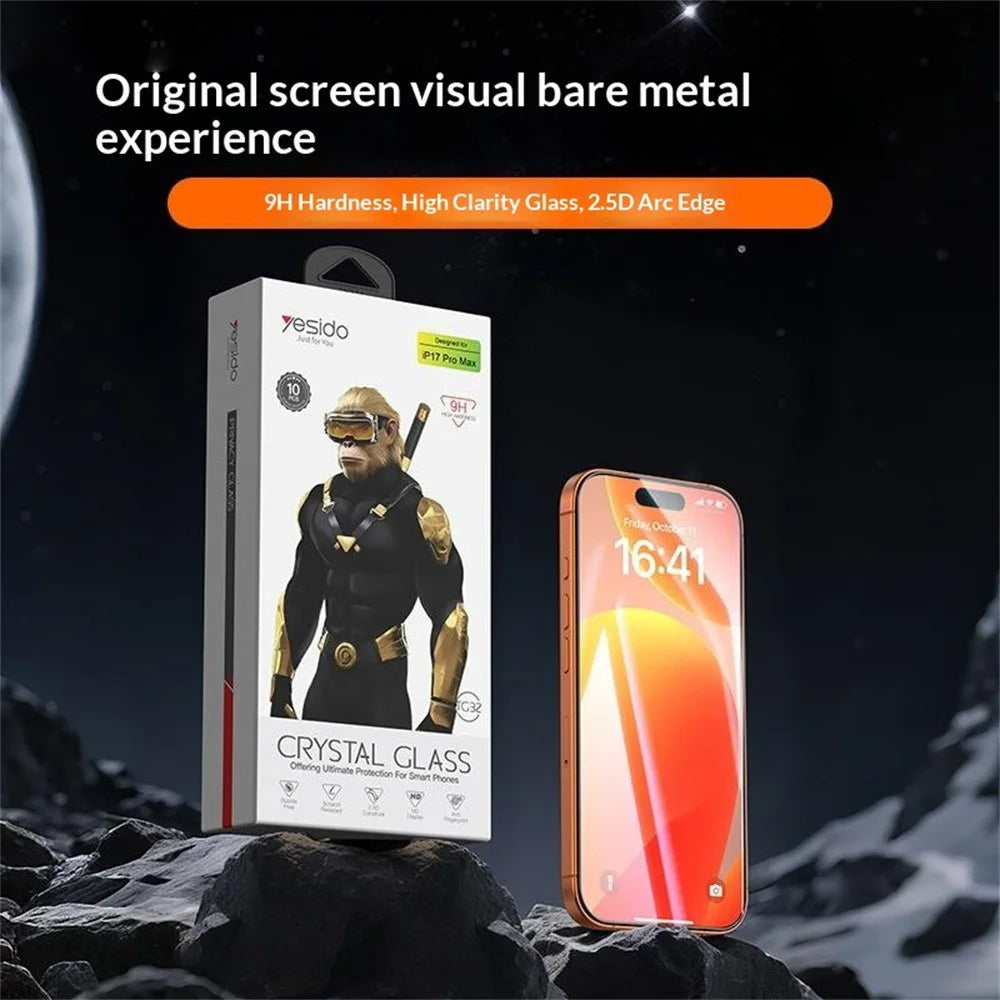 YESIDO TG32 10Pcs / Set For iPhone 17 Pro Max HD Full Screen Protector 9H Hardness Anti Fingerprint Tempered Glass Film - 5