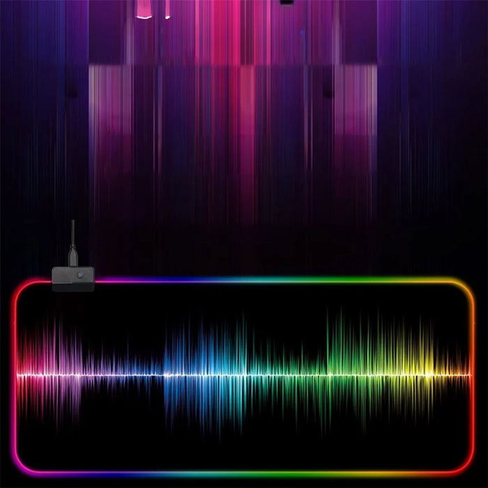 GMS-X5 Stitched Edges Non-Slip Rubber Base RGB Gaming Mouse Pad, Size: 300 x 800 x 4mm - Sound Wave - 4