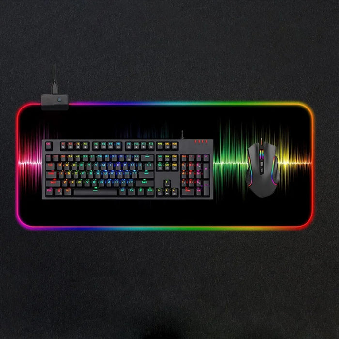 GMS-X5 Stitched Edges Non-Slip Rubber Base RGB Gaming Mouse Pad, Size: 300 x 800 x 4mm - Sound Wave - 5