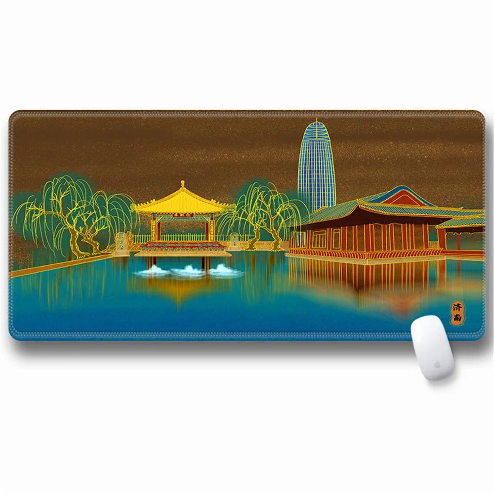 Computer Laptop Mouse Pad Chinoiserie Gaming Play Mat Office Desk Mat (Size: 300x600x2mm) - Jinan - 1
