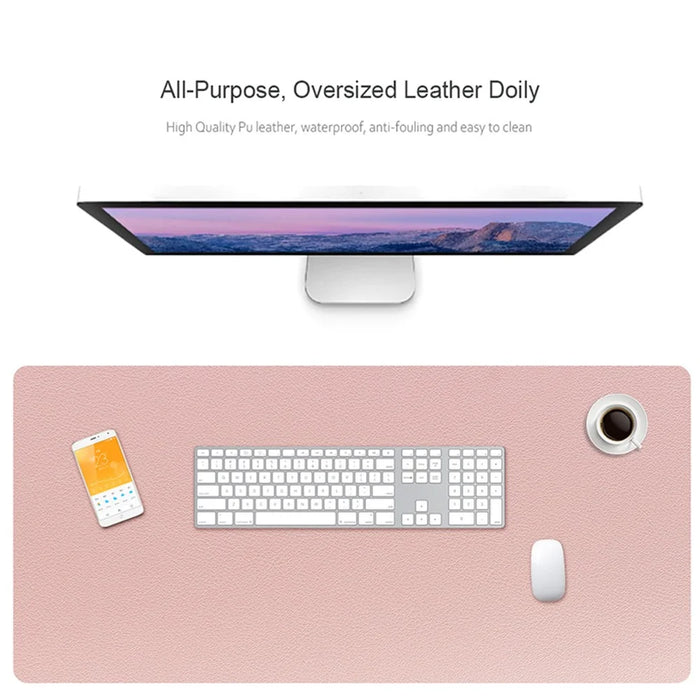ZD01 90x40cm Extra Large Office Computer Desk Mat Double-sided Table Keyboard Mouse Pad - Pink/Silver - 2
