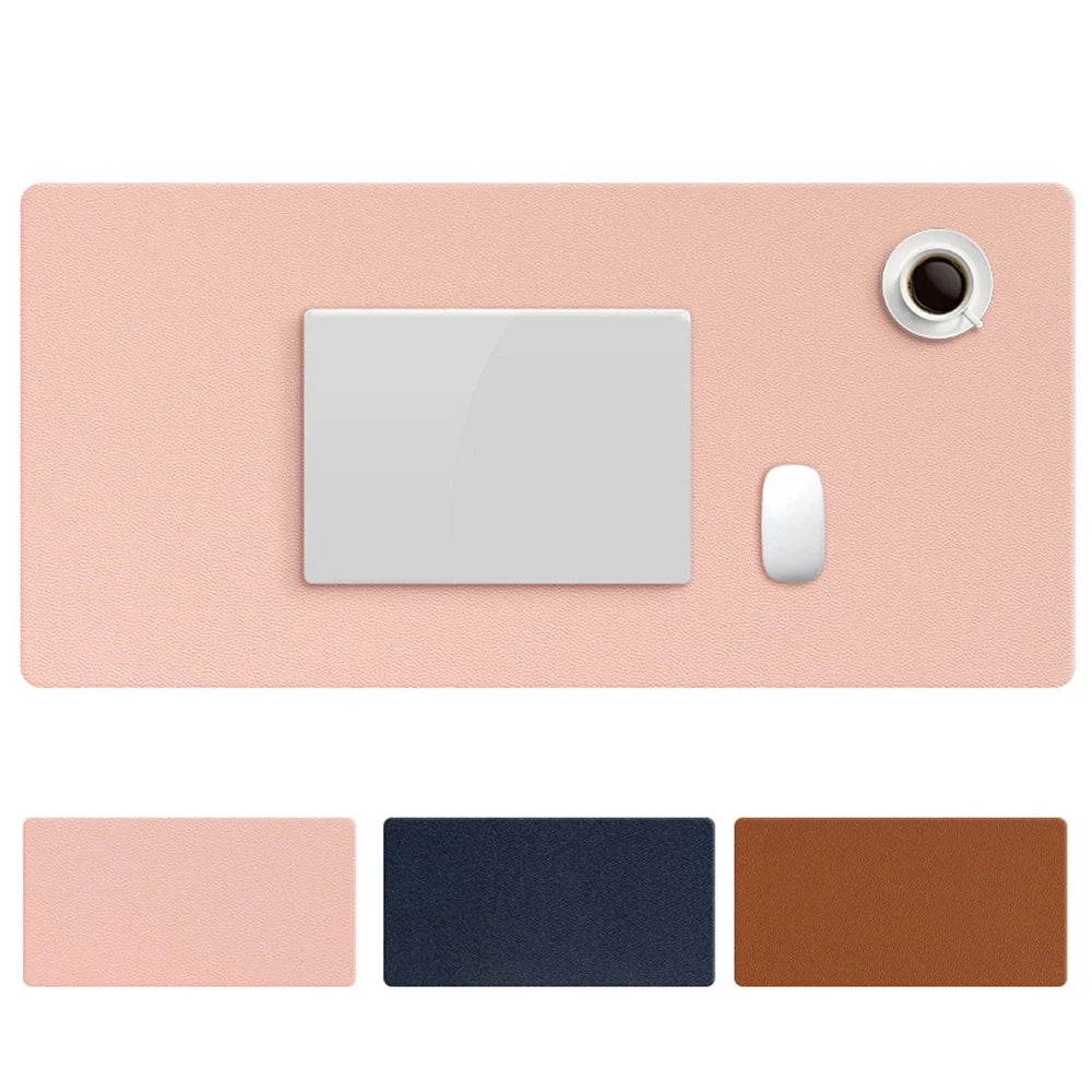 ZD02 90x40cm Waterproof PU Leather Large Computer Desk Mat Double-sided Keyboard Mouse Pad - Pink/Silver - 7