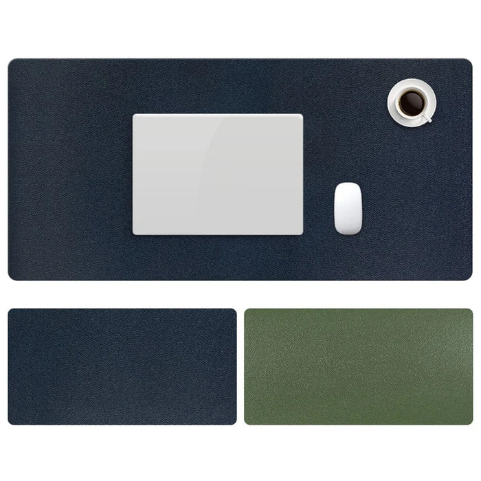 ZD02 80x40cm PU Leather Large Office Computer Desk Mat Double-sided Keyboard Mouse Pad - Royal Blue/Army Green - 1