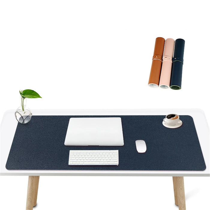 ZD02 80x40cm PU Leather Large Office Computer Desk Mat Double-sided Keyboard Mouse Pad - Royal Blue/Army Green - 2