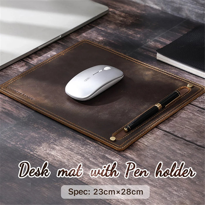 CONTACTS FAMILY Genuine Leather Mouse Pad Non-Slip Base Gaming Working Mousepad Mouse Mat, Size: 28x23cm - 2