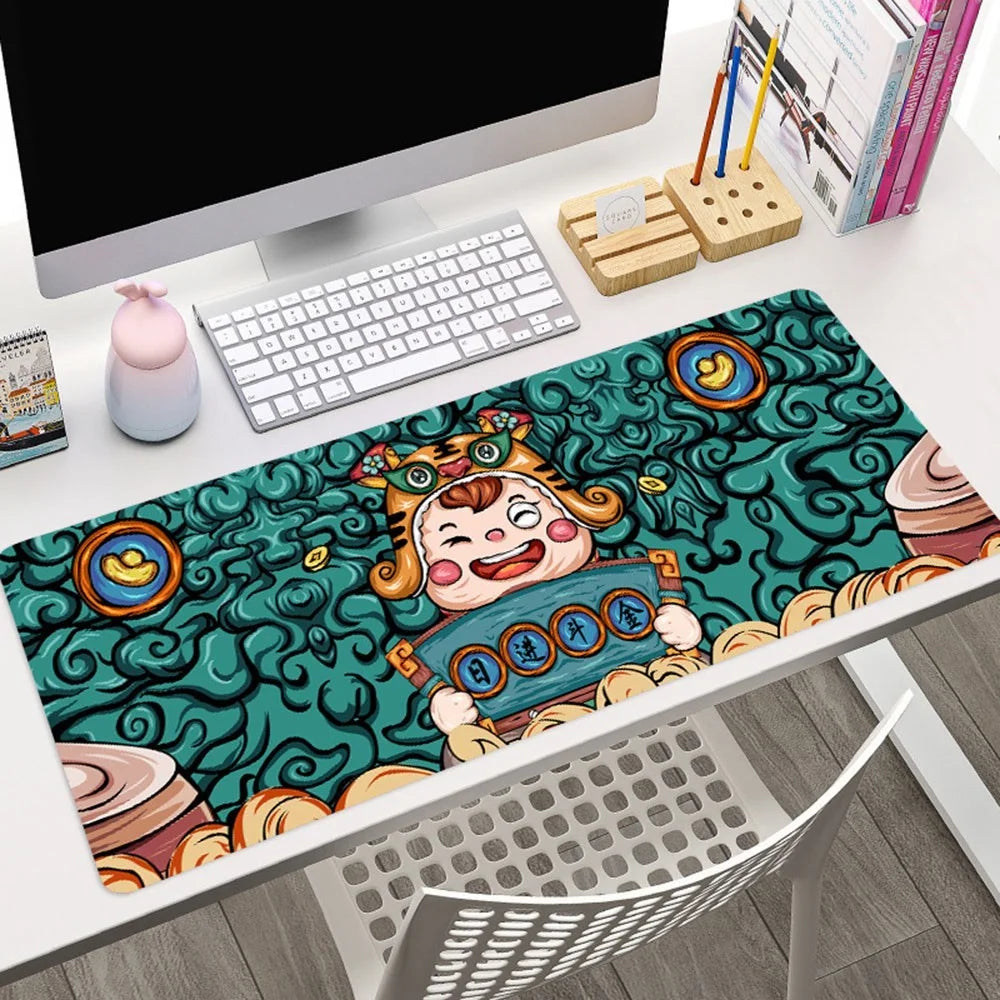 MEILEER HY1228 800x300x4mm Rubber Mouse Pad for Home Office Thicken Edge Overlocking Desk Mat - Ingots Pattern - 1