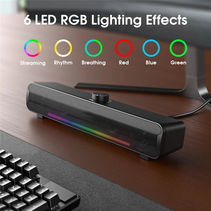 ONIKUMA L16 Wired Desktop Soundbar Speaker RGB Light HiFi Music Subwoofer Support Bluetooth-compatible Connection - 3