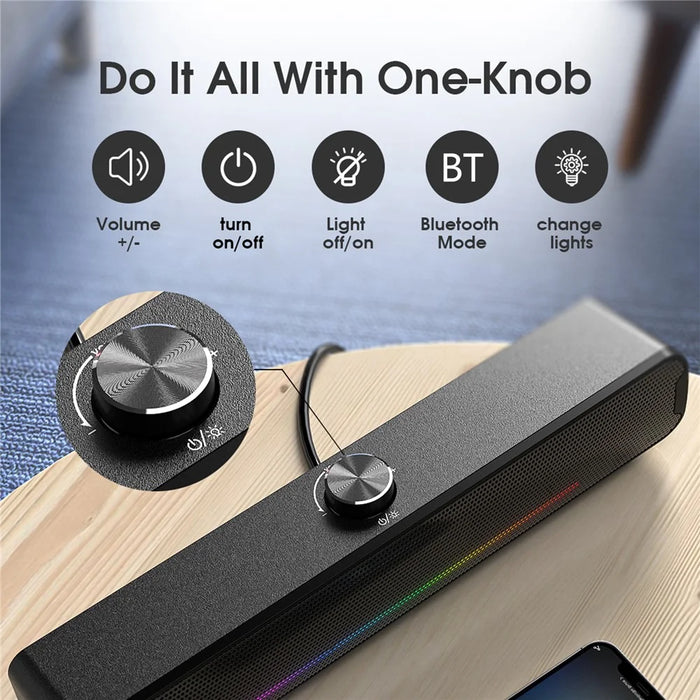 ONIKUMA L16 Wired Desktop Soundbar Speaker RGB Light HiFi Music Subwoofer Support Bluetooth-compatible Connection - 4
