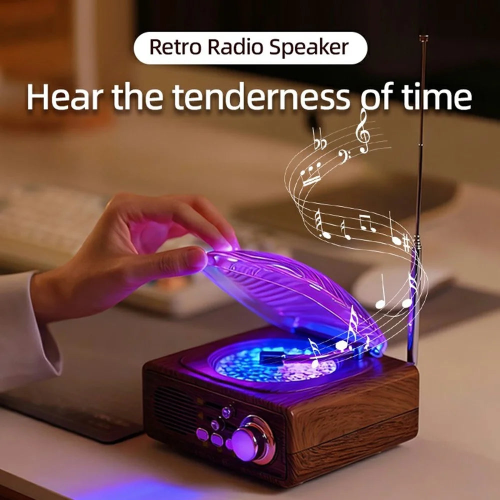 JN122 Retro Vinyl Record Player Bluetooth-compatible Speaker Portable Radio with Atmosphere Projection Lamp - 2