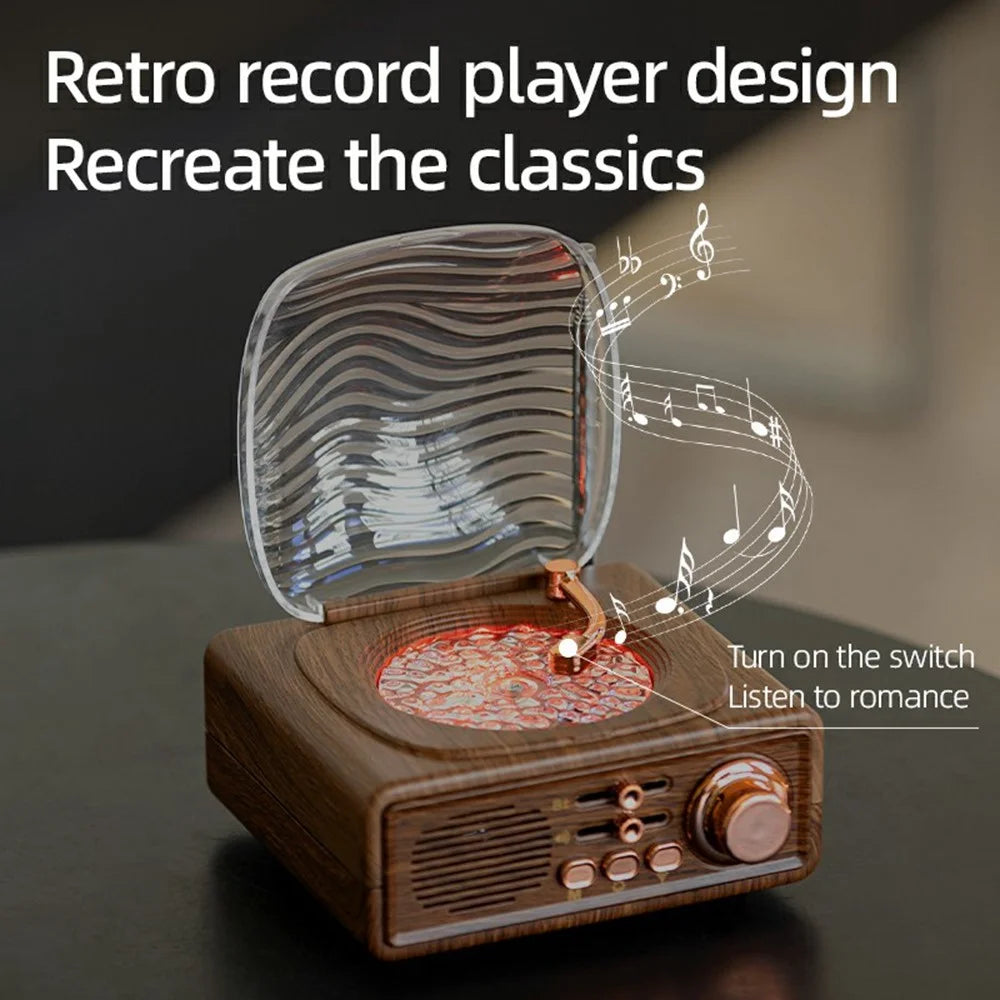 JN122 Retro Vinyl Record Player Bluetooth-compatible Speaker Portable Radio with Atmosphere Projection Lamp - 3