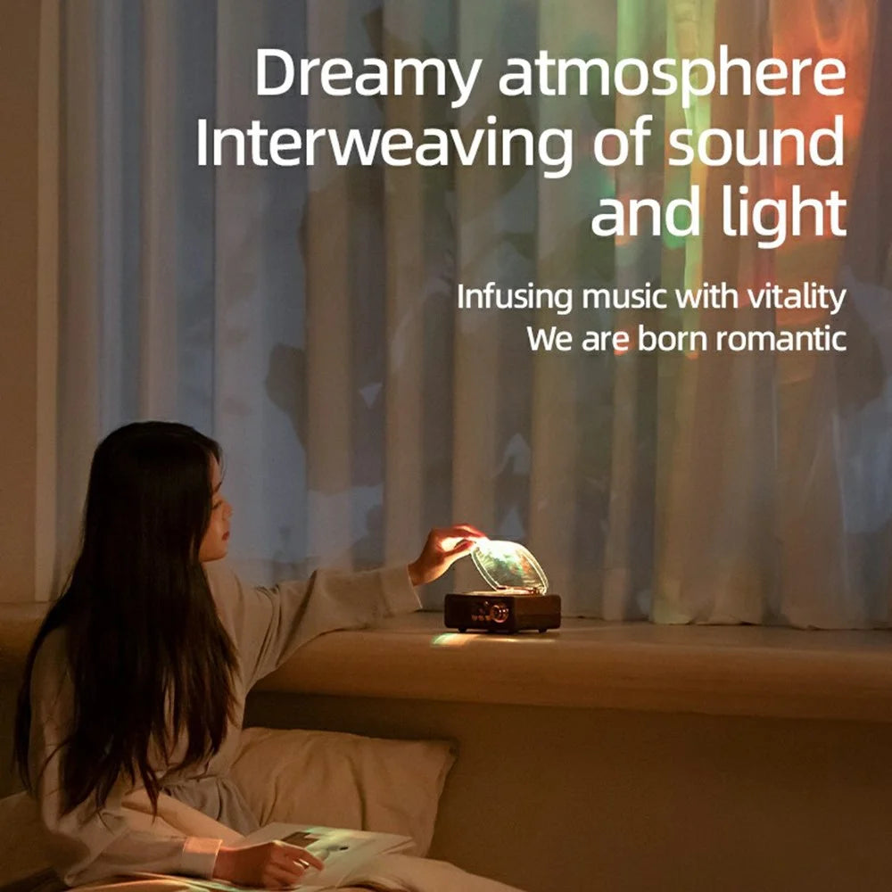JN122 Retro Vinyl Record Player Bluetooth-compatible Speaker Portable Radio with Atmosphere Projection Lamp - 4