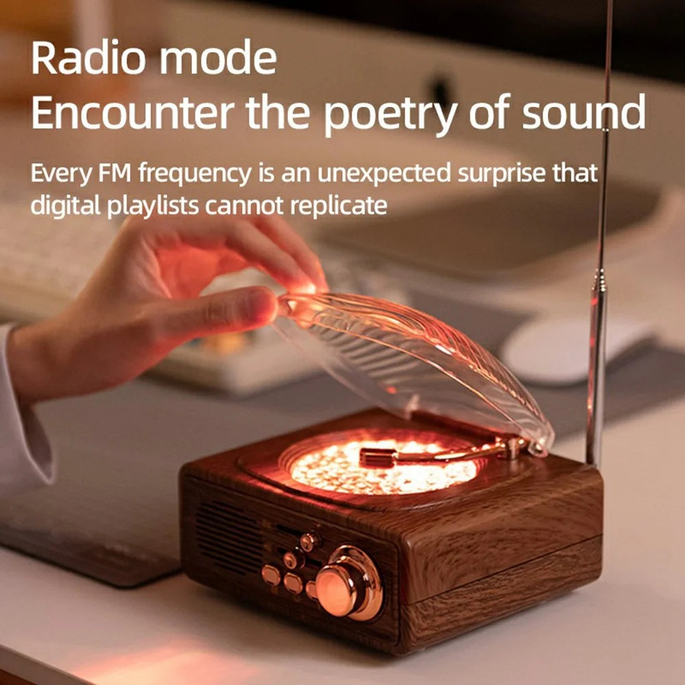 JN122 Retro Vinyl Record Player Bluetooth-compatible Speaker Portable Radio with Atmosphere Projection Lamp - 6