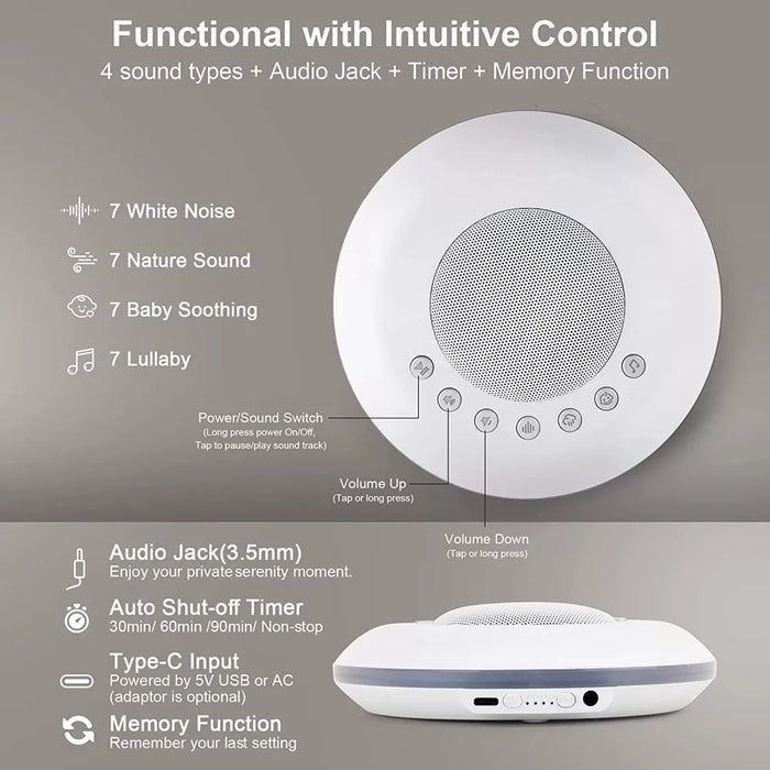 081 Smart White Noise Sound Machine 30 Volume Settings Sleep Aid with Timer Function for Adult / Children - 4