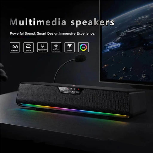 ONIKUMA L13 Wired Desktop Speaker with RGB Lighting Bluetooth-compatible 5.4 Gaming Subwoofer - Black - 2