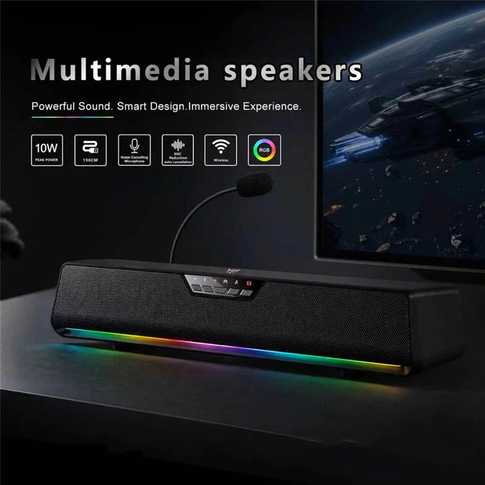 ONIKUMA L13 Wired Desktop Speaker with RGB Lighting Bluetooth-compatible 5.4 Gaming Subwoofer - Black - 2