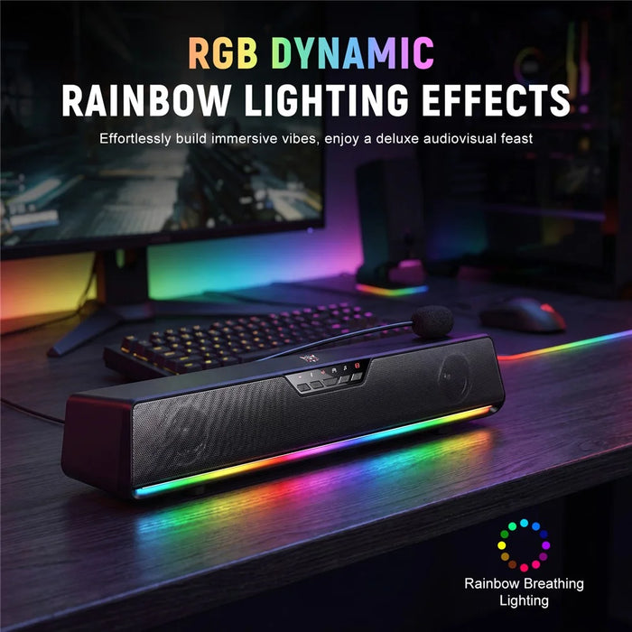 ONIKUMA L13 Wired Desktop Speaker with RGB Lighting Bluetooth-compatible 5.4 Gaming Subwoofer - Black - 3