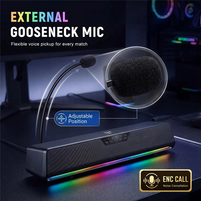ONIKUMA L13 Wired Desktop Speaker with RGB Lighting Bluetooth-compatible 5.4 Gaming Subwoofer - Black - 6