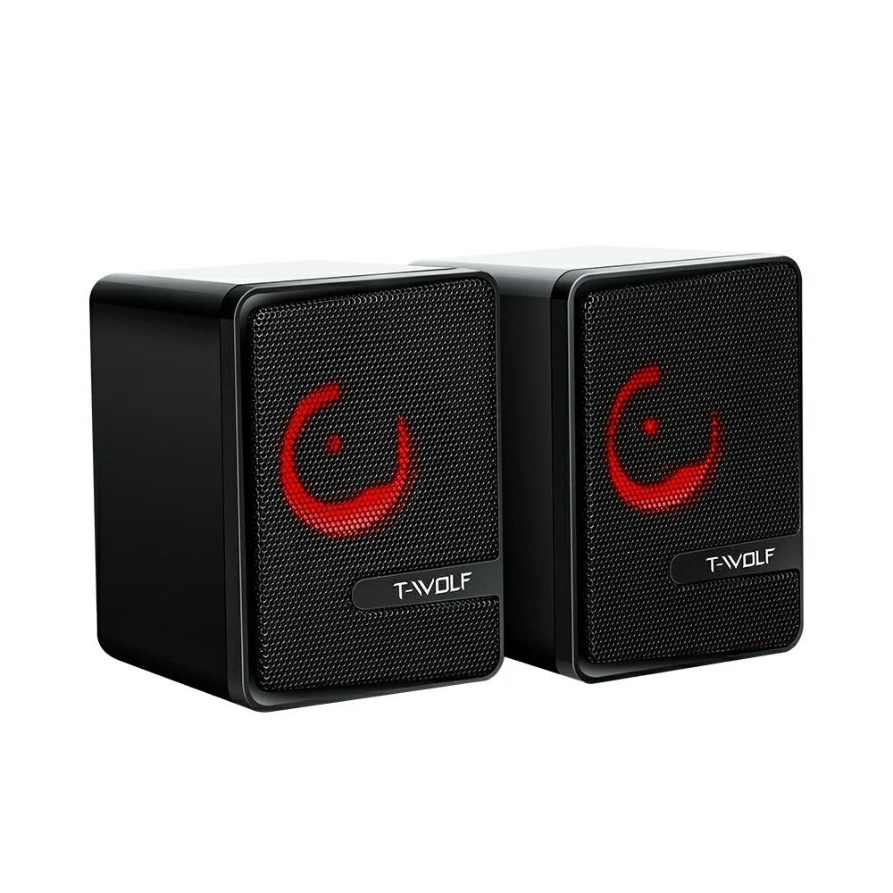 S3 2Pcs/Set Computer Speaker Desktop Wired Audio Player with Colorful Light for Notebook Mobile Phone - Black - 2