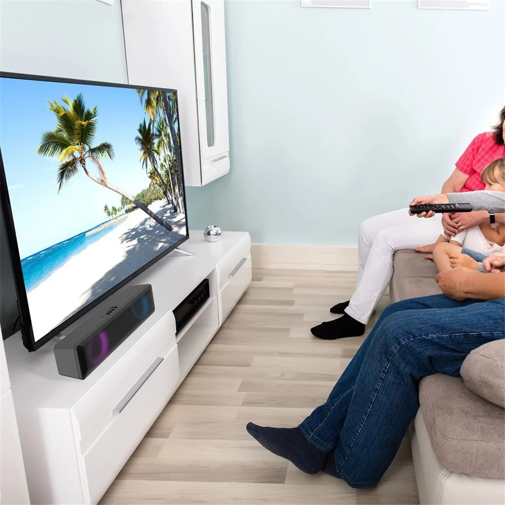 RGB Light Desktop Bluetooth-compatible Speaker Soundbar HiFi Stereo TV Computer Loudspeaker - 6