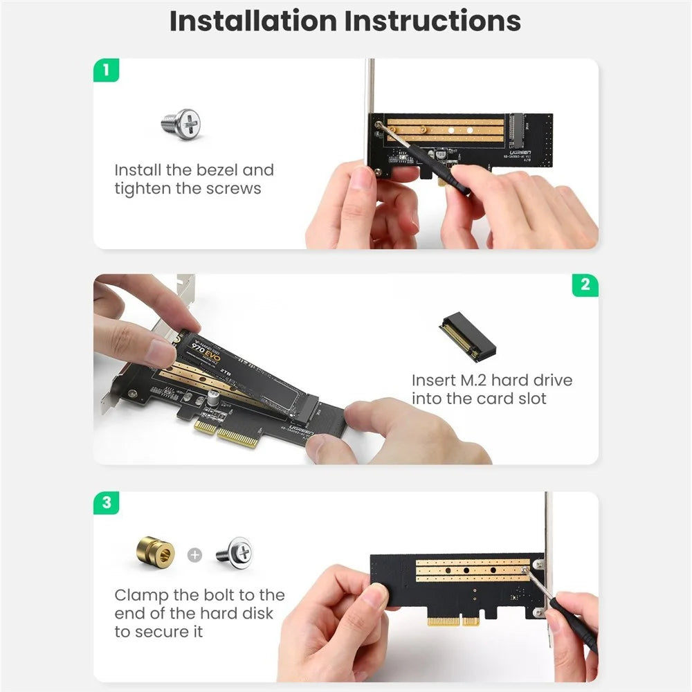 UGREEN M.2 NVME to PCle 3.0 Adapter High Speed Computer Expansion Cards SSD Conversion Card with Bracket - 5