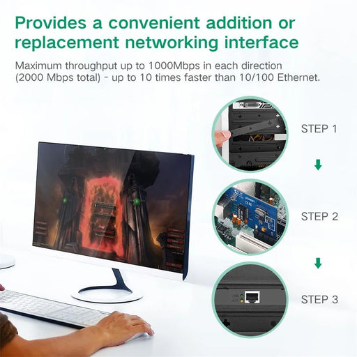 UGREEN Gigabit Ethernet PCI Express PCI-E Network Card RJ45 LAN Adapter Converter Network Controller for Desktop - 2